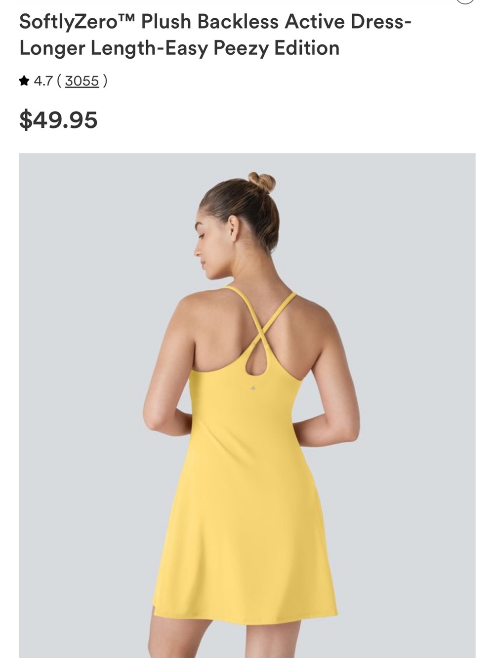 Halara Active Dress - Yellow Sm Longer Length